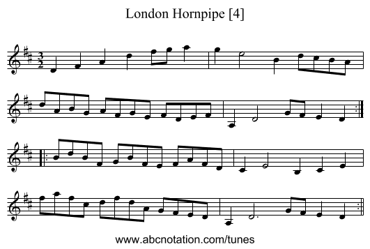 London Hornpipe [4] - staff notation