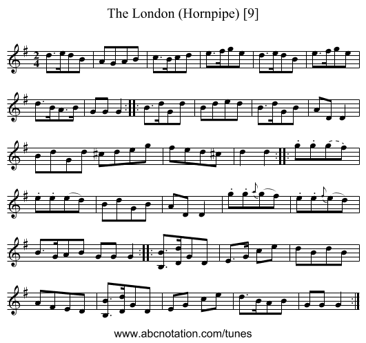 London (Hornpipe) [9], The - staff notation