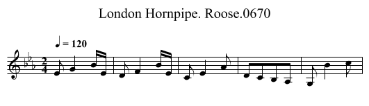 London Hornpipe. Roose.0670 - staff notation