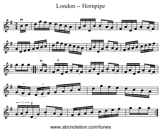 London -- Hornpipe - staff notation