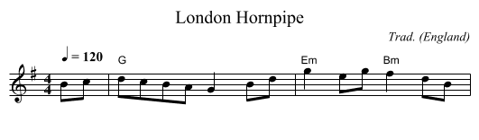London Hornpipe - staff notation
