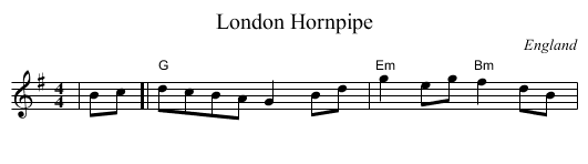 London Hornpipe - staff notation