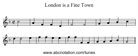 London is a Fine Town - staff notation