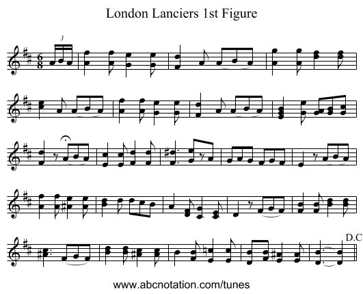 London Lanciers 1st Figure - staff notation