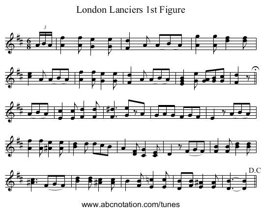 London Lanciers 1st Figure - staff notation