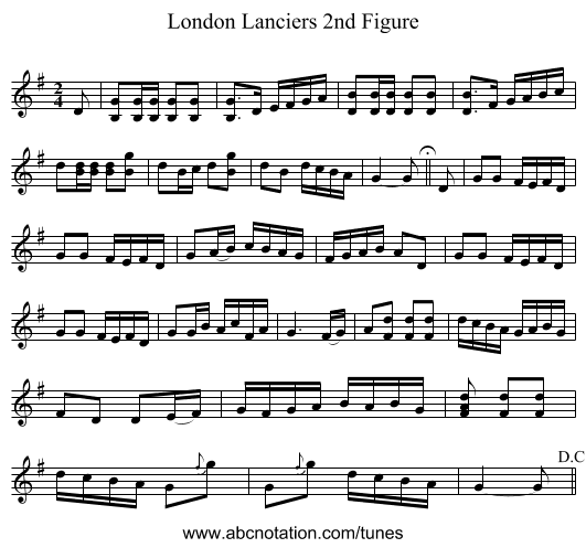 London Lanciers 2nd Figure - staff notation