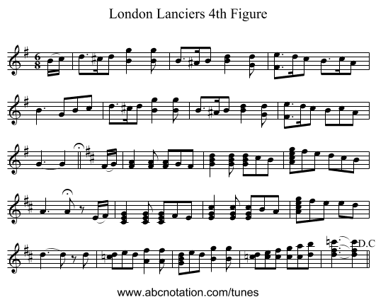London Lanciers 4th Figure - staff notation
