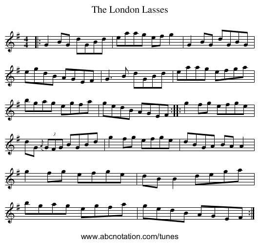 London Lasses, The - staff notation