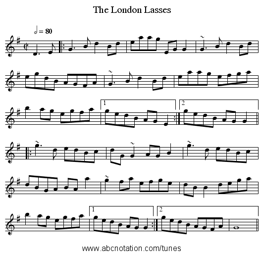 London Lasses, The - staff notation