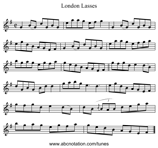 London Lasses - staff notation