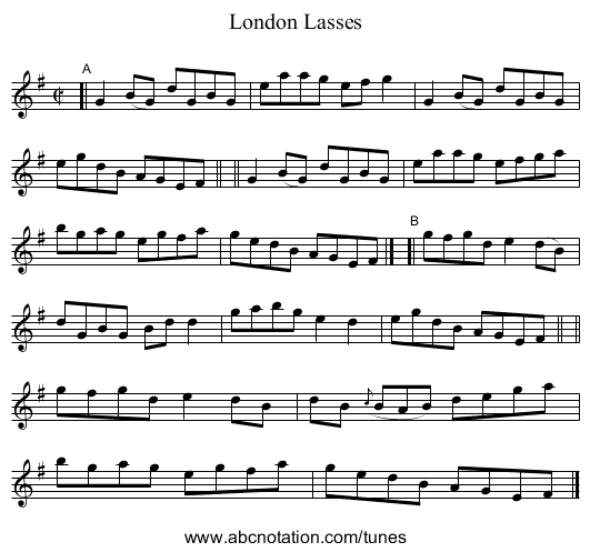 London Lasses - staff notation