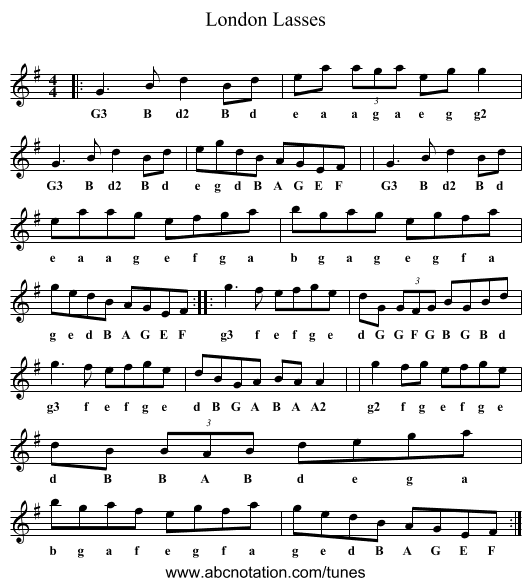 London Lasses - staff notation