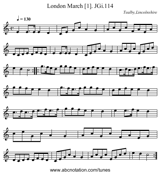 London March [1]. JGi.114 - staff notation