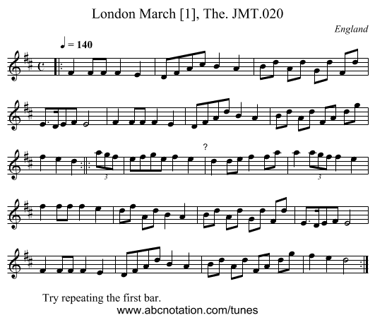 London March [1], The. JMT.020 - staff notation