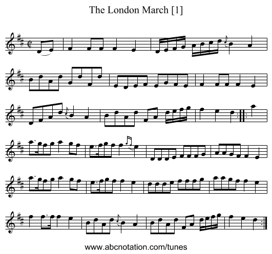 London March [1], The - staff notation