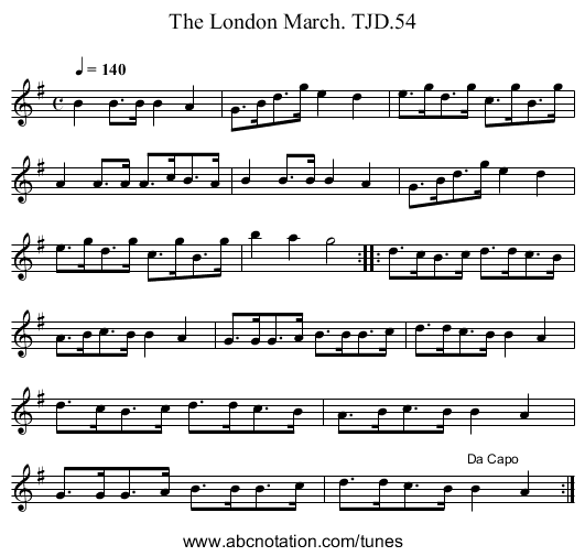 London March. TJD.54, The - staff notation
