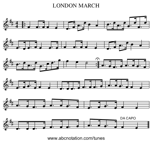 LONDON MARCH - staff notation