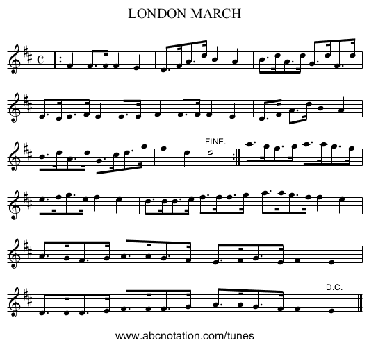 LONDON MARCH - staff notation