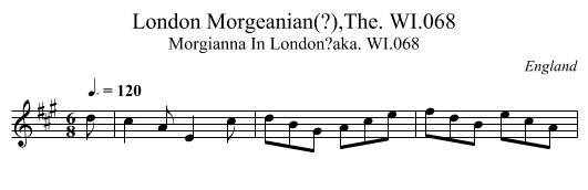 London Morgeanian(?),The. WI.068 - staff notation