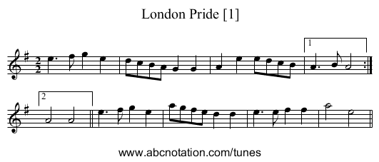 London Pride [1] - staff notation