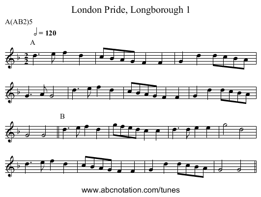 London Pride, Longborough 1 - staff notation