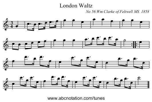 London Waltz - staff notation