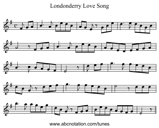 Londonderry Love Song - staff notation