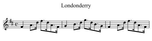 Londonderry - staff notation