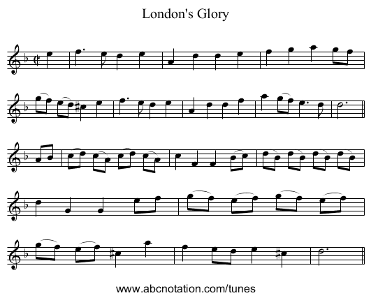 London's Glory - staff notation