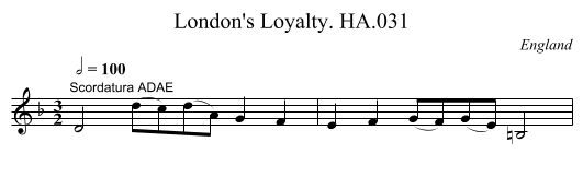 London's Loyalty. HA.031 - staff notation