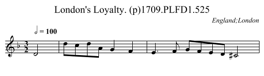 London's Loyalty. (p)1709.PLFD1.525 - staff notation