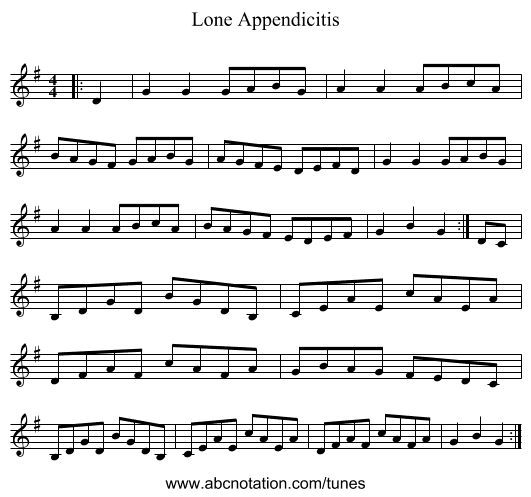 Lone Appendicitis - staff notation