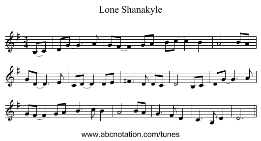Lone Shanakyle - staff notation