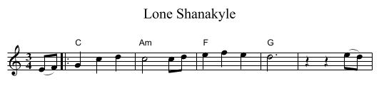 Lone Shanakyle - staff notation