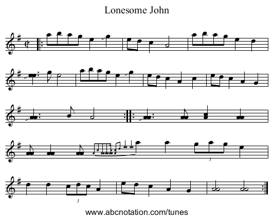 Lonesome John - staff notation
