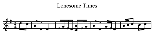 Lonesome Times - staff notation
