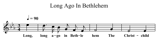Long Ago In Bethlehem - staff notation