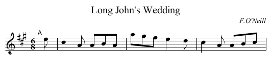 Long John's Wedding - staff notation