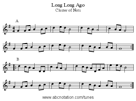 Long Long Ago - staff notation