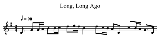 Long, Long Ago - staff notation