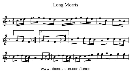 Long Morris - staff notation