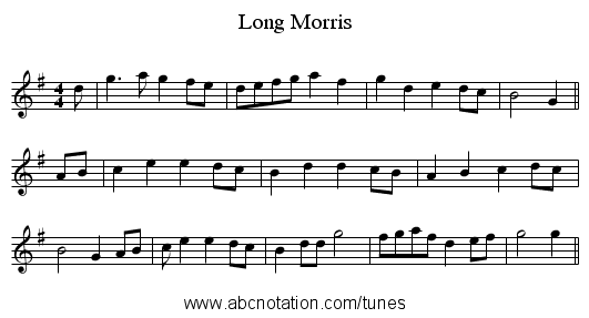 Long Morris - staff notation