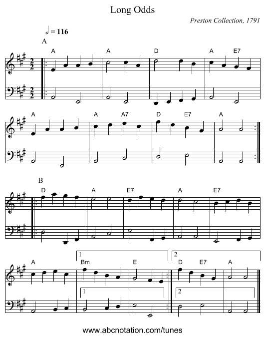 Long Odds - staff notation
