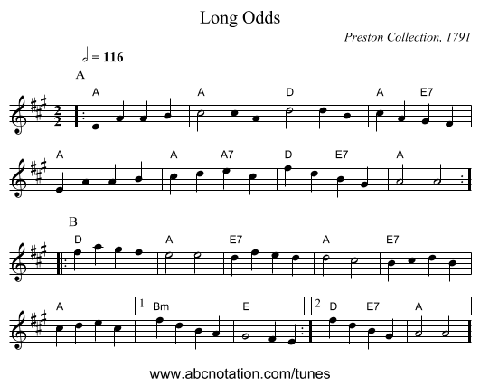 Long Odds - staff notation