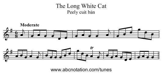 Long White Cat, The - staff notation