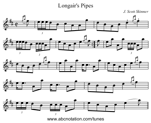 Longair's Pipes - staff notation
