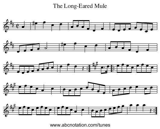 Long-Eared Mule, The - staff notation