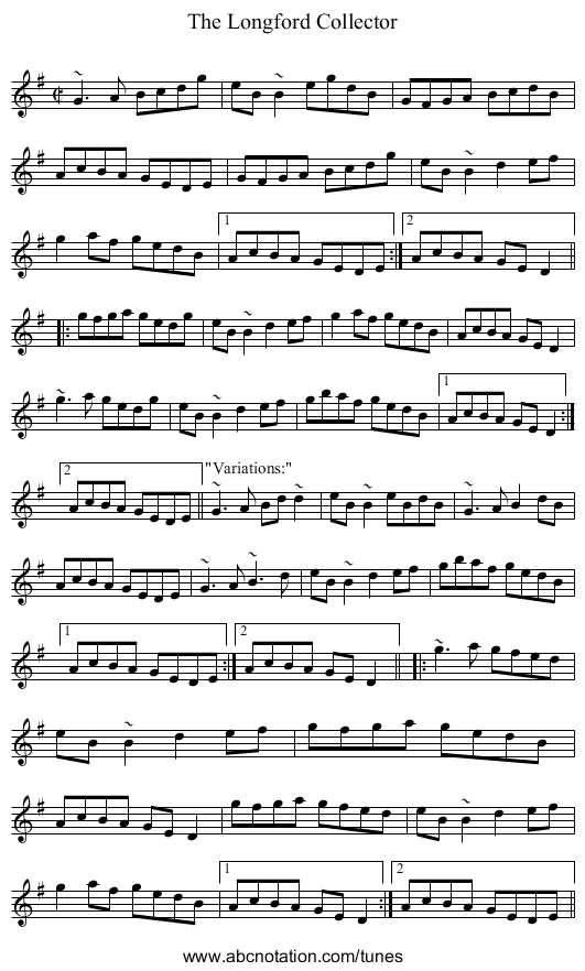 Longford Collector, The - staff notation