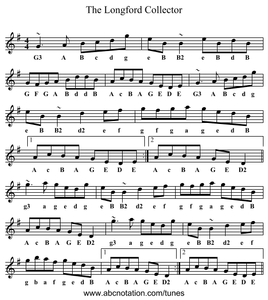 Longford Collector, The - staff notation