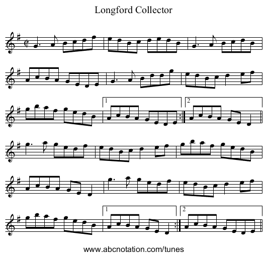 Longford Collector - staff notation
